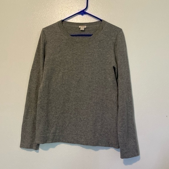 J.Crew Heather Gray Laine Wool Blend Cozy Ribbed Trim Sweater Medium